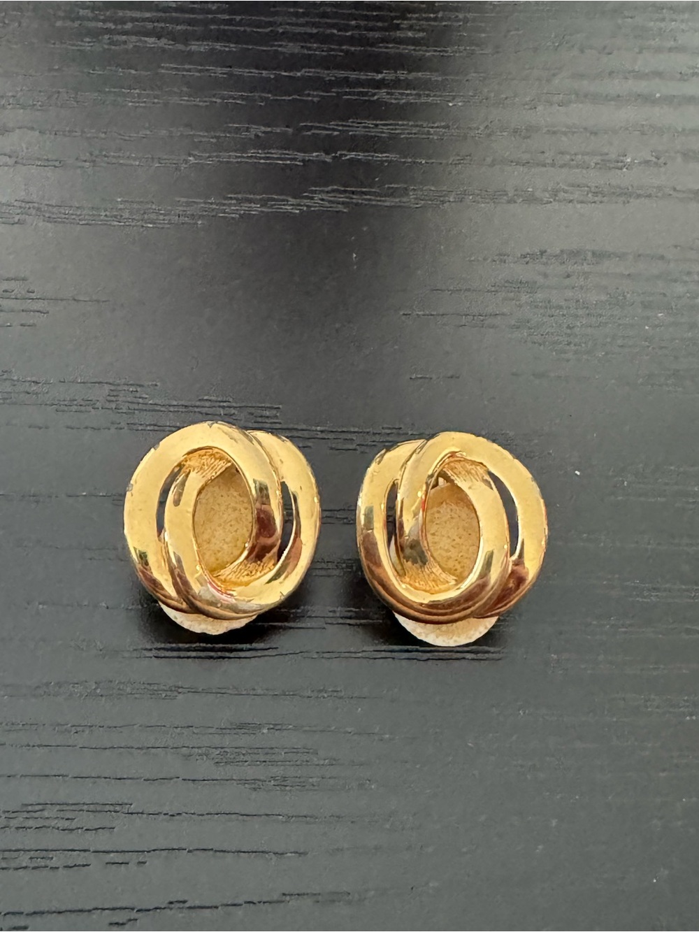 Vintage Monet Gold-Tone Interlocking Circle Knot Clip-On Earrings